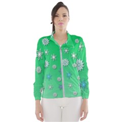 Snowflakes Winter Christmas Overlay Wind Breaker (women) by Celenk