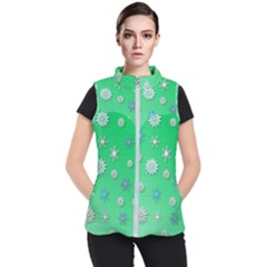 Snowflakes Winter Christmas Overlay Women s Puffer Vest by Celenk