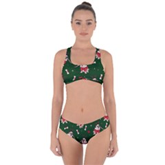 Pug Xmas Pattern Criss Cross Bikini Set by Valentinaart