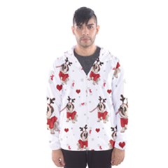 Pug Xmas Pattern Hooded Wind Breaker (men) by Valentinaart