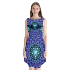 Accordant Electric Blue Fractal Flower Mandala Sleeveless Chiffon Dress   by jayaprime