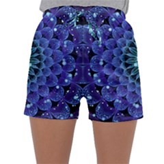 Accordant Electric Blue Fractal Flower Mandala Sleepwear Shorts by jayaprime