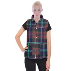 Purple And Red Tartan Plaid Women s Button Up Puffer Vest by allthingseveryone