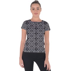 Black And White Ethnic Pattern Short Sleeve Sports Top  by dflcprints