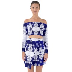 The Effect Of Light  Very Vivid Colours  Fragment Frame Pattern Off Shoulder Top With Skirt Set by Celenk