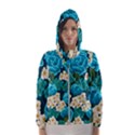 Light Blue Roses And Daisys Hooded Wind Breaker (Women) View1