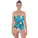 Light Blue Roses And Daisys Tie Back One Piece Swimsuit View1