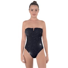 Starry Galaxy Night Black And White Stars Tie Back One Piece Swimsuit