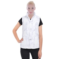 Marble Texture White Pattern Women s Button Up Puffer Vest by Celenk