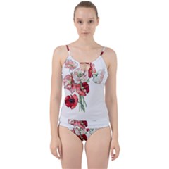 Flowers Poppies Poppy Vintage Cut Out Top Tankini Set by Celenk