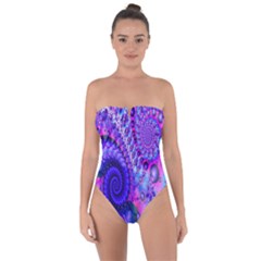 Fractal Fantasy Creative Futuristic Tie Back One Piece Swimsuit by Celenk