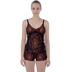 Fractal Red Brown Glass Fantasy Tie Front Two Piece Tankini by Celenk