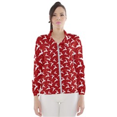 Red Reindeers Wind Breaker (women) by patternstudio