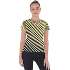 Black And Gold Waves Short Sleeve Sports Top  by SageExpress