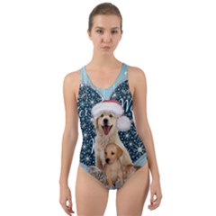 It s Winter And Christmas Time, Cute Kitten And Dogs Cut-out Back One Piece Swimsuit by FantasyWorld7