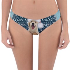 It s Winter And Christmas Time, Cute Kitten And Dogs Reversible Hipster Bikini Bottoms by FantasyWorld7