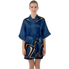 Art Nouveau,vintage,floral,belle Époque,elegant,blue,gold,art Deco,modern,trendy Quarter Sleeve Kimono Robe by NouveauDesign