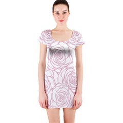 Pink Peonies Short Sleeve Bodycon Dress by NouveauDesign