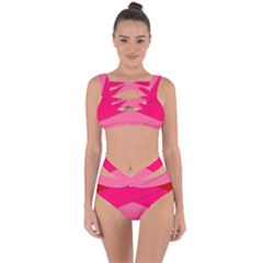 Geometric Shapes Magenta Pink Rose Bandaged Up Bikini Set  by Celenk