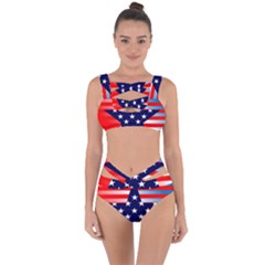 Patriotic American Usa Design Red Bandaged Up Bikini Set  by Celenk