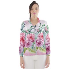 Flowers And Leaves In Soft Purple Colors Wind Breaker (women) by FantasyWorld7