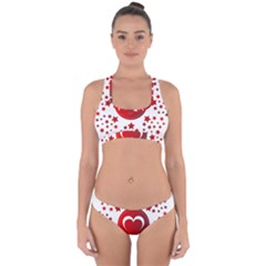 Monogram Heart Pattern Love Red Cross Back Hipster Bikini Set by Celenk
