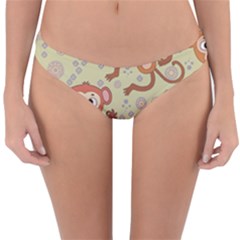 Cute Cartoon Monkeys Pattern Reversible Hipster Bikini Bottoms by OregonBigfootShirts