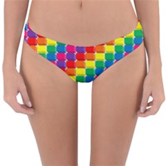 Rainbow 3d Cubes Red Orange Reversible Hipster Bikini Bottoms by Celenk