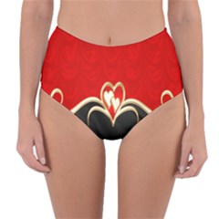 Red Black Background Wallpaper Bg Reversible High-waist Bikini Bottoms by Celenk