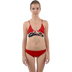 Red Black Background Wallpaper Bg Wrap Around Bikini Set by Celenk