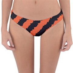 Black Orange Pattern Reversible Hipster Bikini Bottoms by Celenk