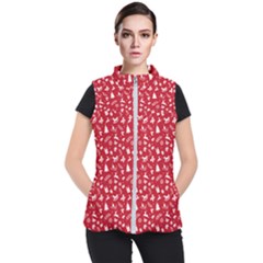 Red Christmas Pattern Women s Puffer Vest by patternstudio