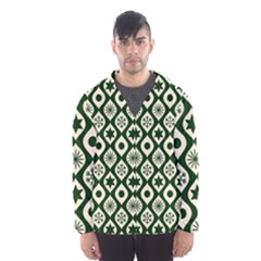 Green Ornate Christmas Pattern Hooded Wind Breaker (men) by patternstudio