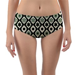 Green Ornate Christmas Pattern Reversible Mid-waist Bikini Bottoms by patternstudio