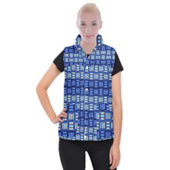 Textiles Texture Structure Grid Women s Button Up Puffer Vest by Celenk