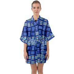 Textiles Texture Structure Grid Quarter Sleeve Kimono Robe by Celenk