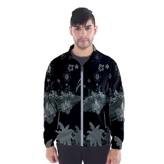 Surfboard With Dolphin, Flowers, Palm And Turtle Wind Breaker (men) by FantasyWorld7