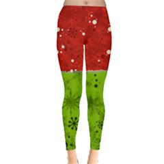 Green & Red Snowflakes & Ugly Christmas Leggings  by PattyVilleDesigns