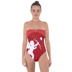 Cupid Bow Love Valentine Angel Tie Back One Piece Swimsuit by Celenk