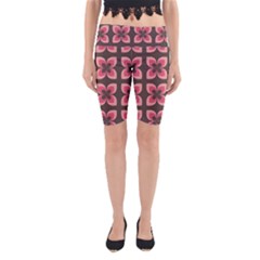 Floral Retro Abstract Flowers Yoga Cropped Leggings by Celenk