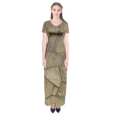 Brick Wall Stone Kennedy Short Sleeve Maxi Dress by Celenk