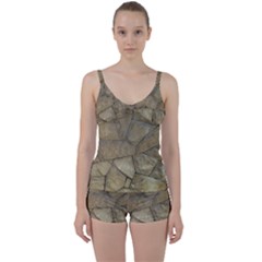 Brick Wall Stone Kennedy Tie Front Two Piece Tankini by Celenk