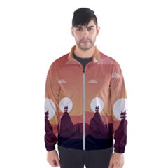 Design Art Hill Hut Landscape Wind Breaker (men) by Celenk