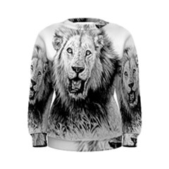 Lion Wildlife Art And Illustration Pencil Women s Sweatshirt by Celenk