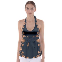 Floral Vintage Royal Frame Pattern Babydoll Tankini Top by Celenk