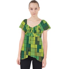 Tetris Camouflage Forest Lace Front Dolly Top by jumpercat