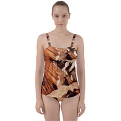 Iceland Mountains Snow Ravine Twist Front Tankini Set by BangZart