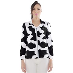 Animal Print Black And White Black Wind Breaker (women) by BangZart