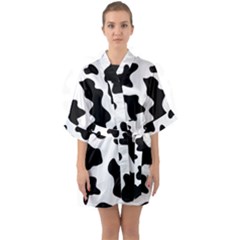 Animal Print Black And White Black Quarter Sleeve Kimono Robe by BangZart