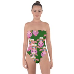 Seamless Tile Repeat Pattern Tie Back One Piece Swimsuit by BangZart